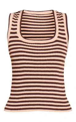 Brown Scooped Neck Striped Rib Knit Vest -Pretty Little Thing Shop 25edd7b5a5cb3c6152b5c69315170d5da876489e CNO2525 5 brown scooped neck striped ribbed vest
