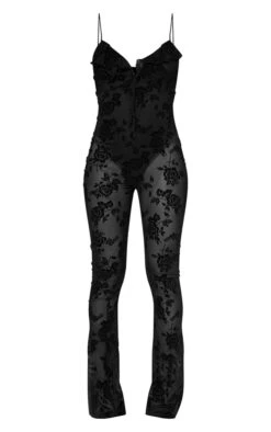 Black Devore Ruffle Strappy Jumpsuit -Pretty Little Thing Shop 263b845afe7fe06eaef2910214669e458bd40cff cnh7665 5