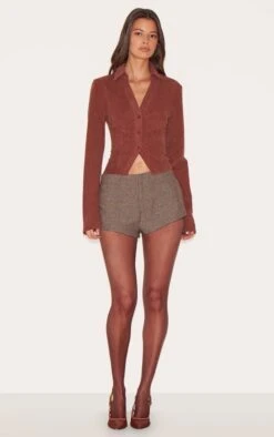 Prettylittlething Brown Corduroy Fitted Shirt -Pretty Little Thing Shop 2657f68cb676c08f3b179d43845a94766a020f64 CNL9445 3 brown corduroy fitted shirt