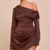 Prettylittlething Chocolate Satin One Shoulder Drape Bodycon Dress -Pretty Little Thing Shop 2664f20760bf2676fe45551622497e9c62311b41 CNN4473 1 chocolate satin one shoulder drape bodycon dress