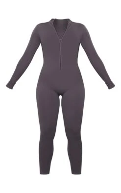 Prettylittlething Slate Grey Structured Snatched Rib Zip Jumpsuit -Pretty Little Thing Shop 269817bf8fda031684fbed4b49803d7388602c4d cmv4862 5