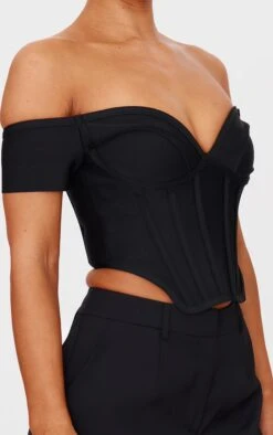 Prettylittlething Black Bandage Dip Hem Bust Cup Bardot Corset -Pretty Little Thing Shop 26dee61fbaad4705275ff78a8e7055a0e3a2747f cng4024 4