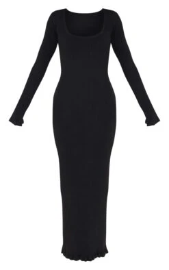 Prettylittlething Black Rib Knit Piquet Hem Maxi Dress -Pretty Little Thing Shop 26f5c01558204adf27d335c843325d9322bd8e9b cnj6048 5