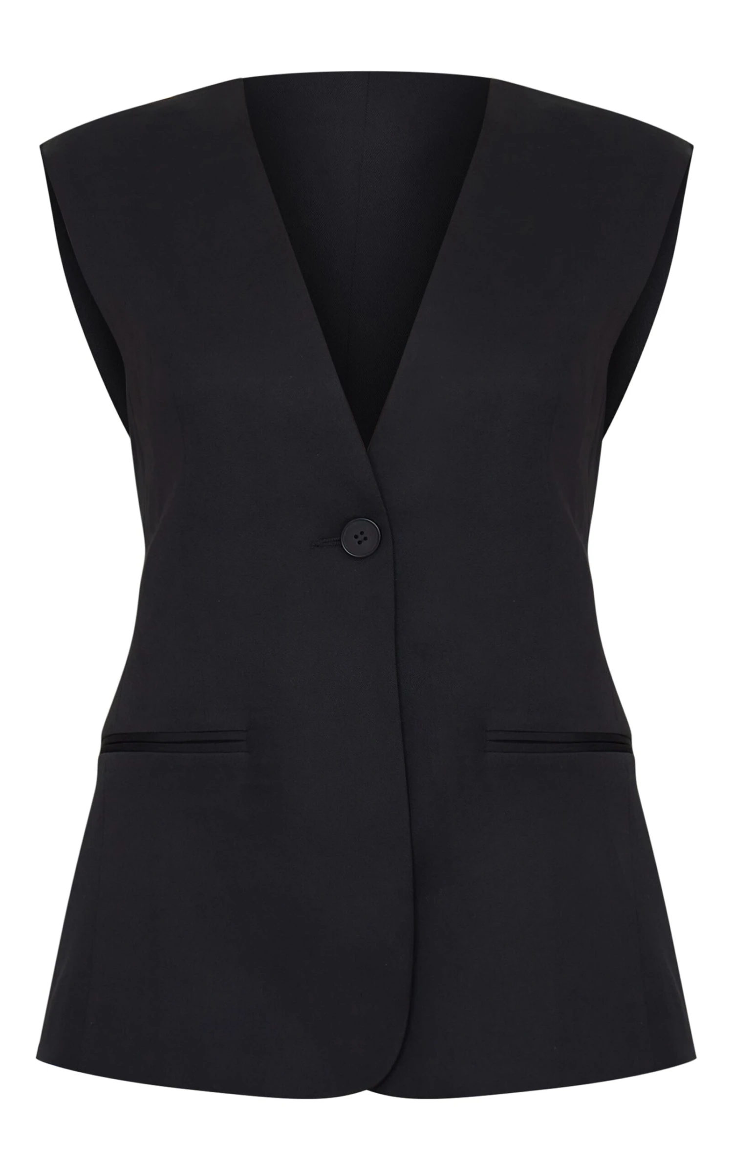Prettylittlething Black Premium Tailored Woven Longline Vest 5 Prettylittlething Black Premium Tailored Woven Longline Vest - Image 5