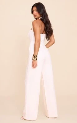 Prettylittlething Cream Premium Woven Halter Neck Wide Leg Jumpsuit -Pretty Little Thing Shop 274f02c3aa2883c7a654c8b07db7a4911f665d83 CNN4822 2 cream premium woven halter neck wide leg jumpsuit