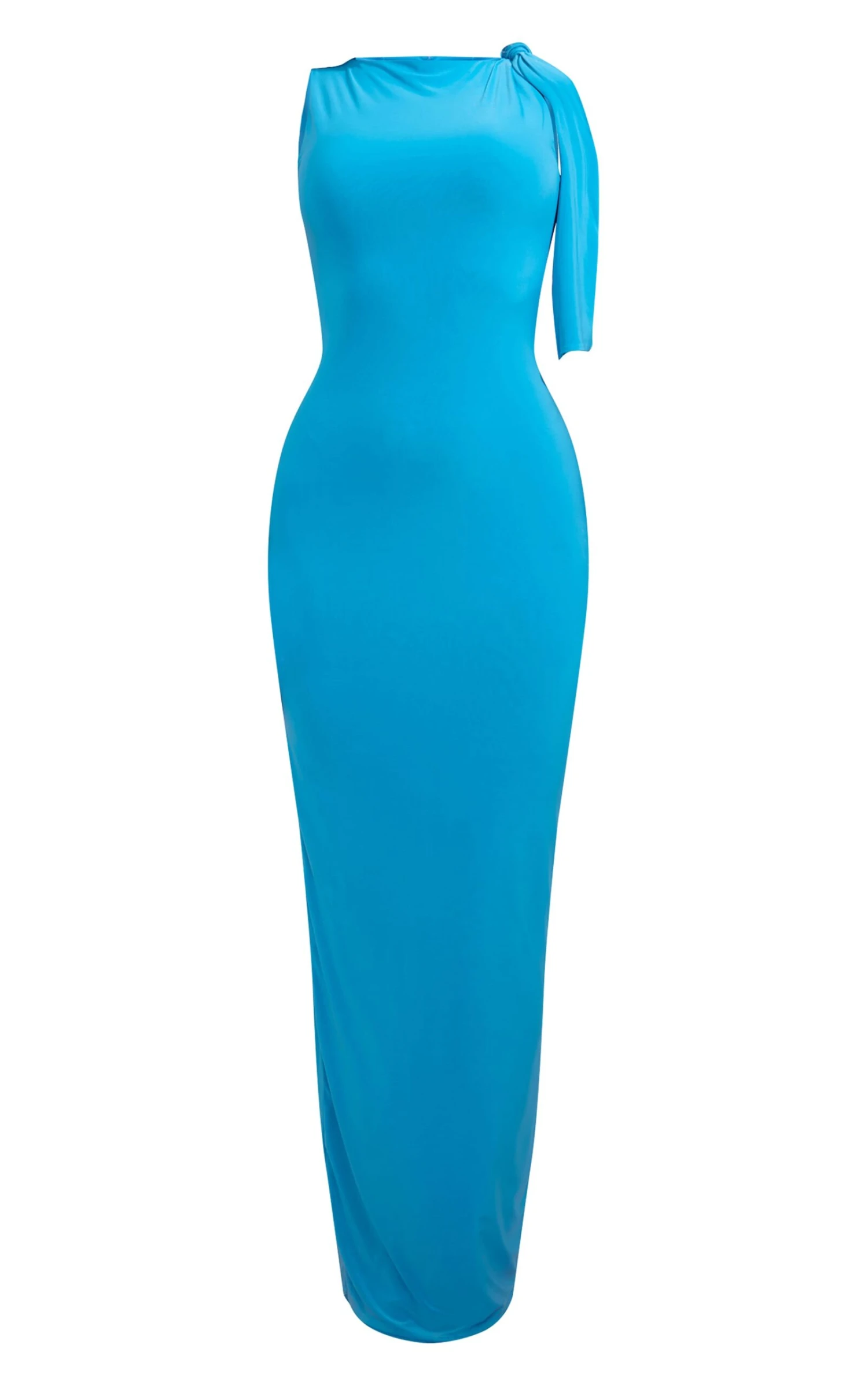 Bright Blue Slinky Knot Drape Midaxi Dress 5 Bright Blue Slinky Knot Drape Midaxi Dress - Image 5