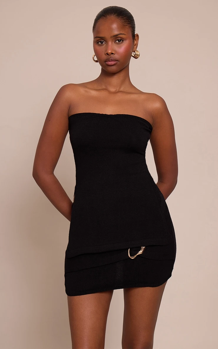 Prettylittlething Black Bandeau Longline Top 1 Prettylittlething Black Bandeau Longline Top