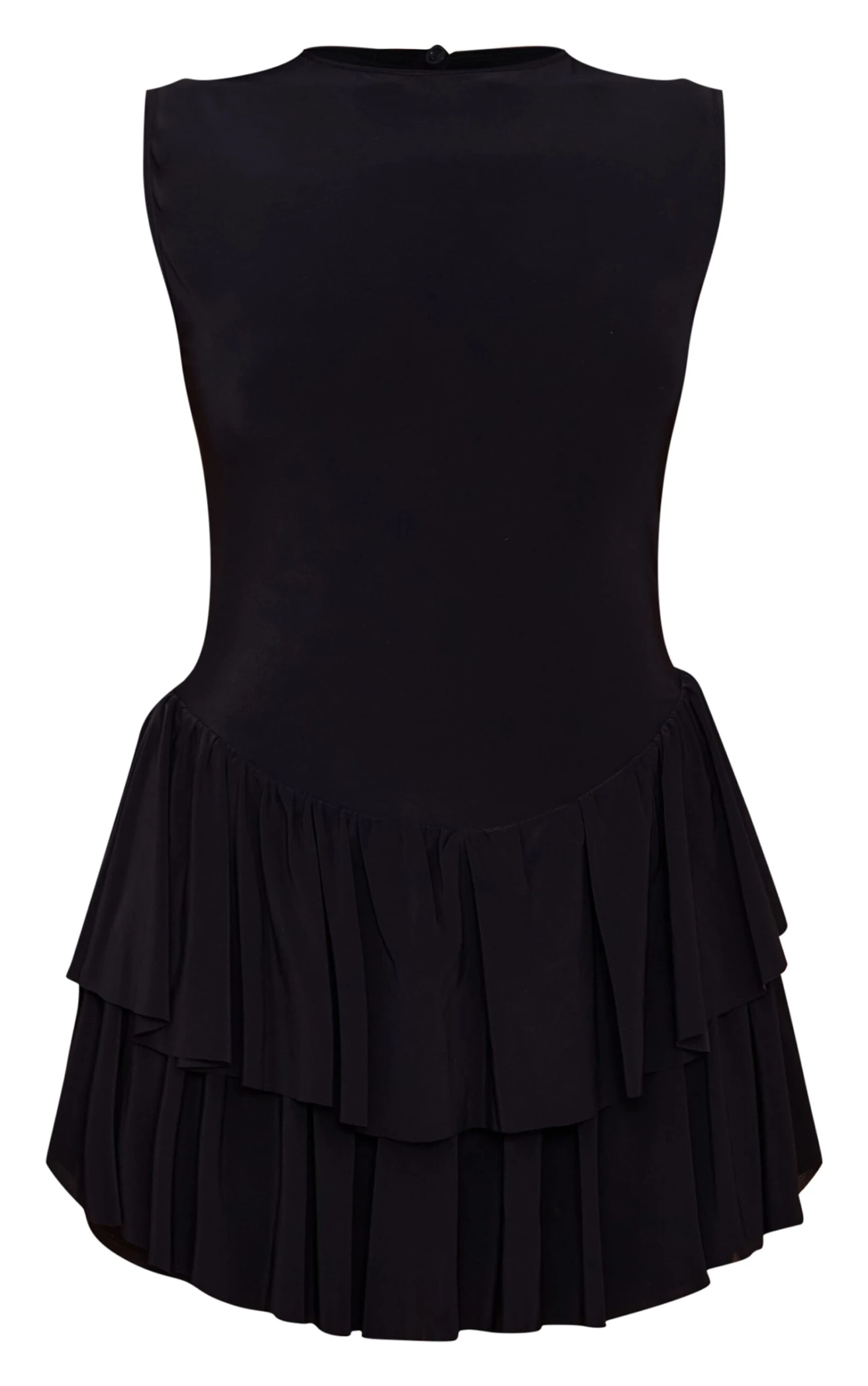 Prettylittlething Black Double Layer Slinky Rara Skort Romper - Image 5