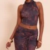 Dark Brown Paisley Print Slinky Funnel Neck Crop Top -Pretty Little Thing Shop 27e13d10a3a1deb62a59c0bd22caf4138adbc22e CNO1874 1 dark brown paisley print slinky funnel neck crop top
