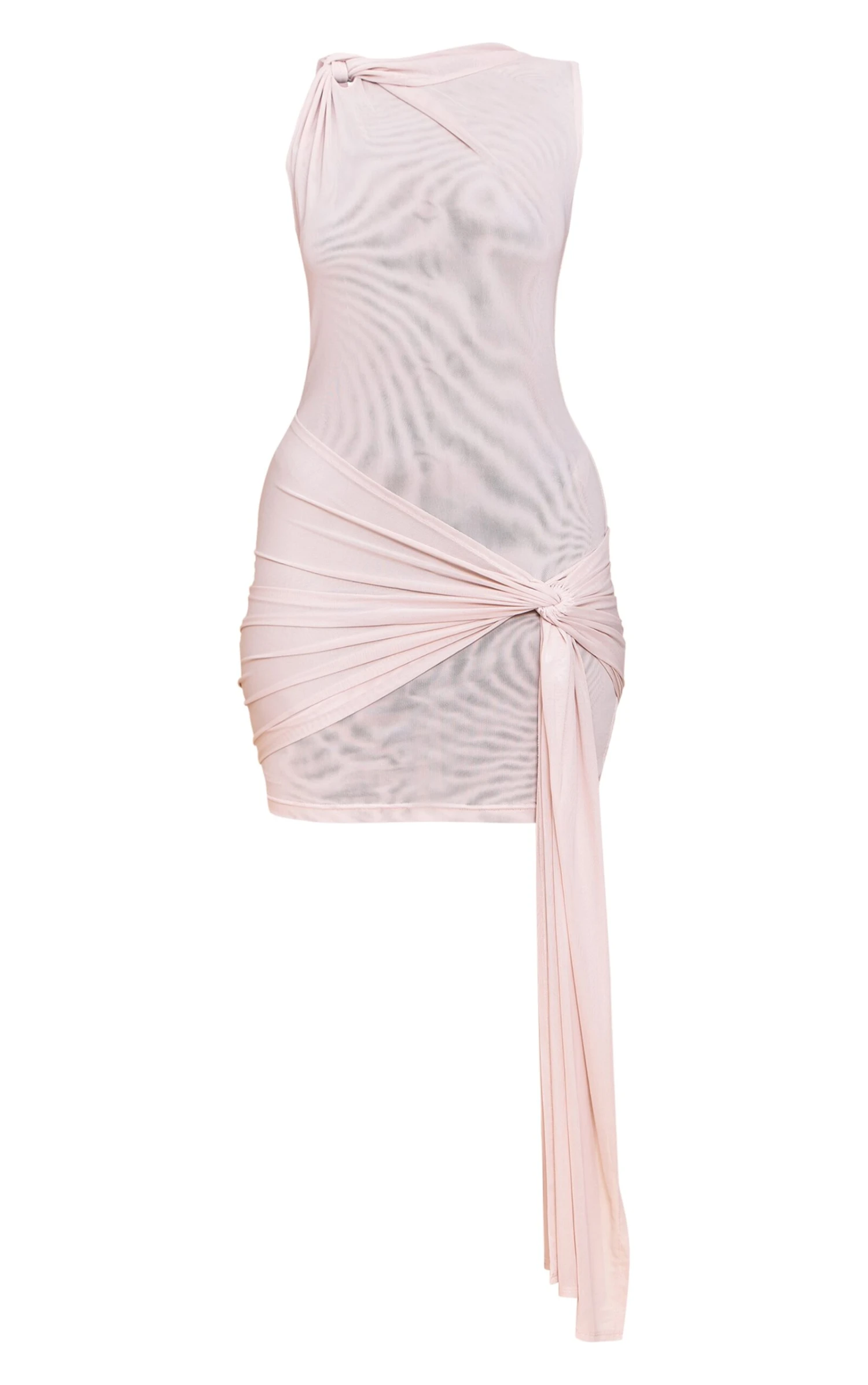 Prettylittlething Cream Double Layer Mesh Twist Detail Mini Dress 5 Prettylittlething Cream Double Layer Mesh Twist Detail Mini Dress - Image 5