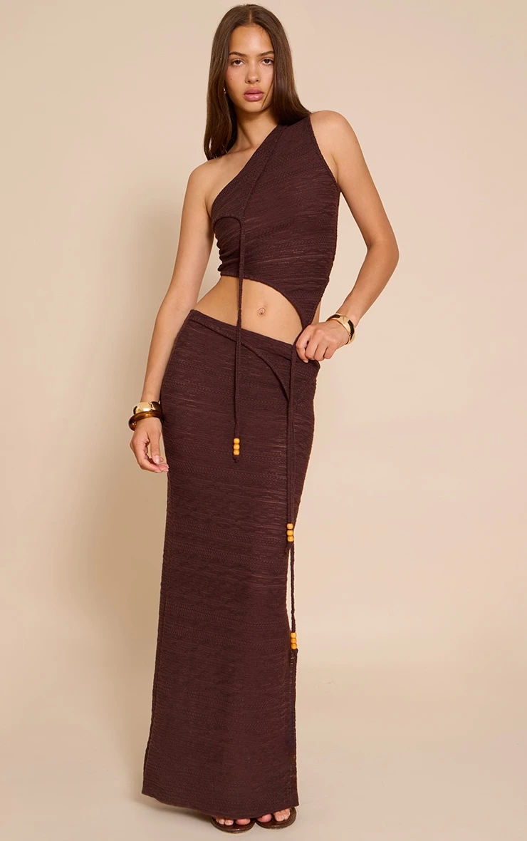 Chocolate Textured Bead Asymmetrical Maxi Skirt 1 Chocolate Textured Bead Asymmetrical Maxi Skirt