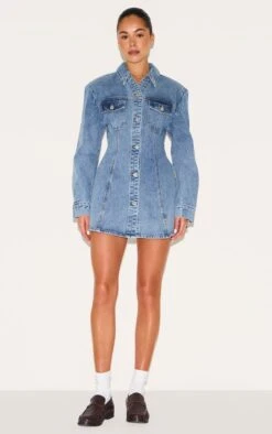 Prettylittlething Mid Blue Wash Cinched Waist Denim Shirt Dress 7 Prettylittlething Mid Blue Wash Cinched Waist Denim Shirt Dress -Pretty Little Thing Shop 28998955496da5596923623ca88069c62b8d2d5c CNM2532 3 mid blue wash cinched waist denim shirt dress