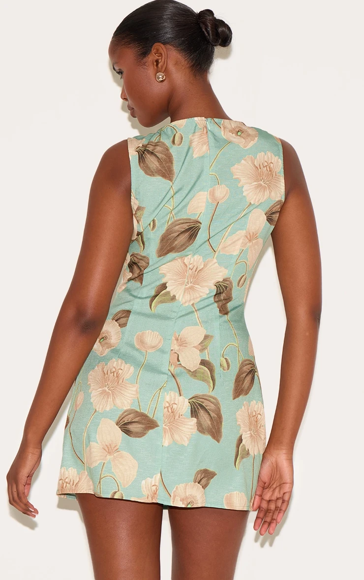 Prettylittlething Green Boat Neck Linen Shift Dress 2 Prettylittlething Green Boat Neck Linen Shift Dress - Image 2