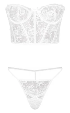 Prettylittlething White Embroidered Lace Corset Underwired Lingerie Set -Pretty Little Thing Shop 28b09489ab05c15bbeea9223576141a155f608fe CMM3499 5 white embroidered lace corset underwired lingerie set