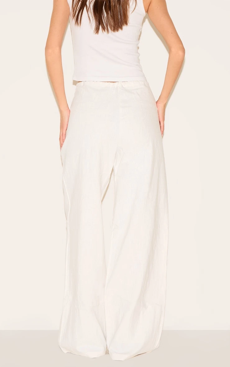 Prettylittlething Premium White Linen Drawstring Straight Leg Pants 3 Prettylittlething Premium White Linen Drawstring Straight Leg Pants - Image 3