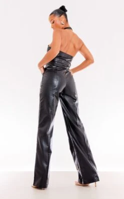 Prettylittlething Black Pu Cross Neck Eyelet Detail Belted Jumpsuit -Pretty Little Thing Shop 28dcb94195ff9201a914cd47fe9ed7ce4f2813fc cng5144 2