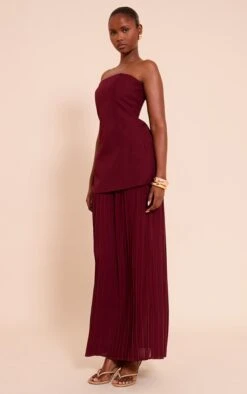 Prettylittlething Burgundy Bandeau Pleated Chiffon Skirt Panel Maxi Dress -Pretty Little Thing Shop 290535b515e337296121dc0ea0c0dec7d325f779 CNO3763 3 burgundy bandeau pleated chiffon skirt panel maxi dress