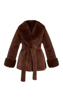 Prettylittlething Chocolate Plush Faux Fur Self Tie Coat -Pretty Little Thing Shop 29070ce8b2b4b7de1b5e99868ba450a01f2cc8b9 CNN8562 5 chocolate plush faux fur self tie coat