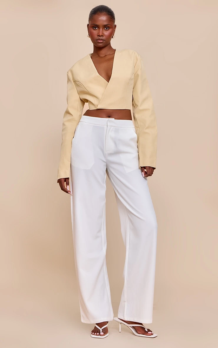 Prettylittlething Butter Yellow Wrap Waist Tie Blazer 3 Prettylittlething Butter Yellow Wrap Waist Tie Blazer - Image 3