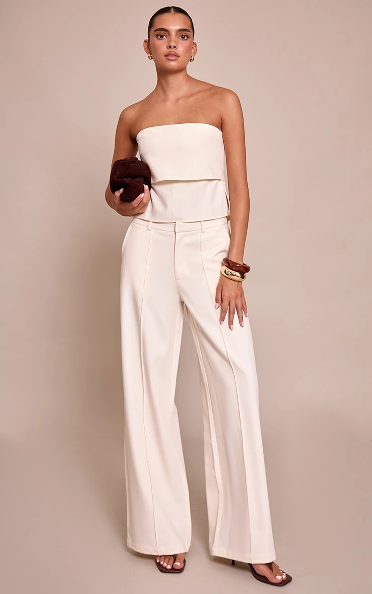 Cream Pintuck Tailored Pant 1 Cream Pintuck Tailored Pant