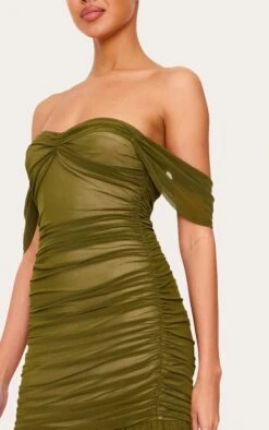 Prettylittlething Olive Mesh Bardot Ruched Detail Maxi Dress -Pretty Little Thing Shop 29e3f51ec8b1ed8bb0b3a4fc715d236ebe4a940b CNL7974 4 olive mesh bardot ruched detail maxi dress