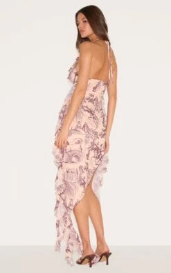 Prettylittlething Stone Chiffon Print Frill Detail Plunge Midaxi Dress -Pretty Little Thing Shop 29ed9de76b32206d19c1665216e73f2802b3319a CNM0116 2 stone chiffon print frill detail plunge midaxi dress