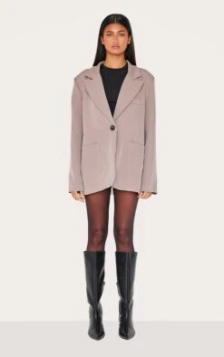 Prettylittlething Cappuccino Minimal Single Breasted Blazer