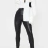 Black Button Up PU Skinny Pants