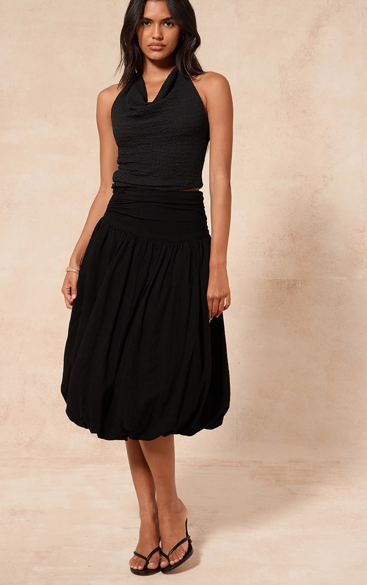 Prettylittlething Black Cotton Volume Puffball Midi Skirt 2 Prettylittlething Black Cotton Volume Puffball Midi Skirt - Image 2