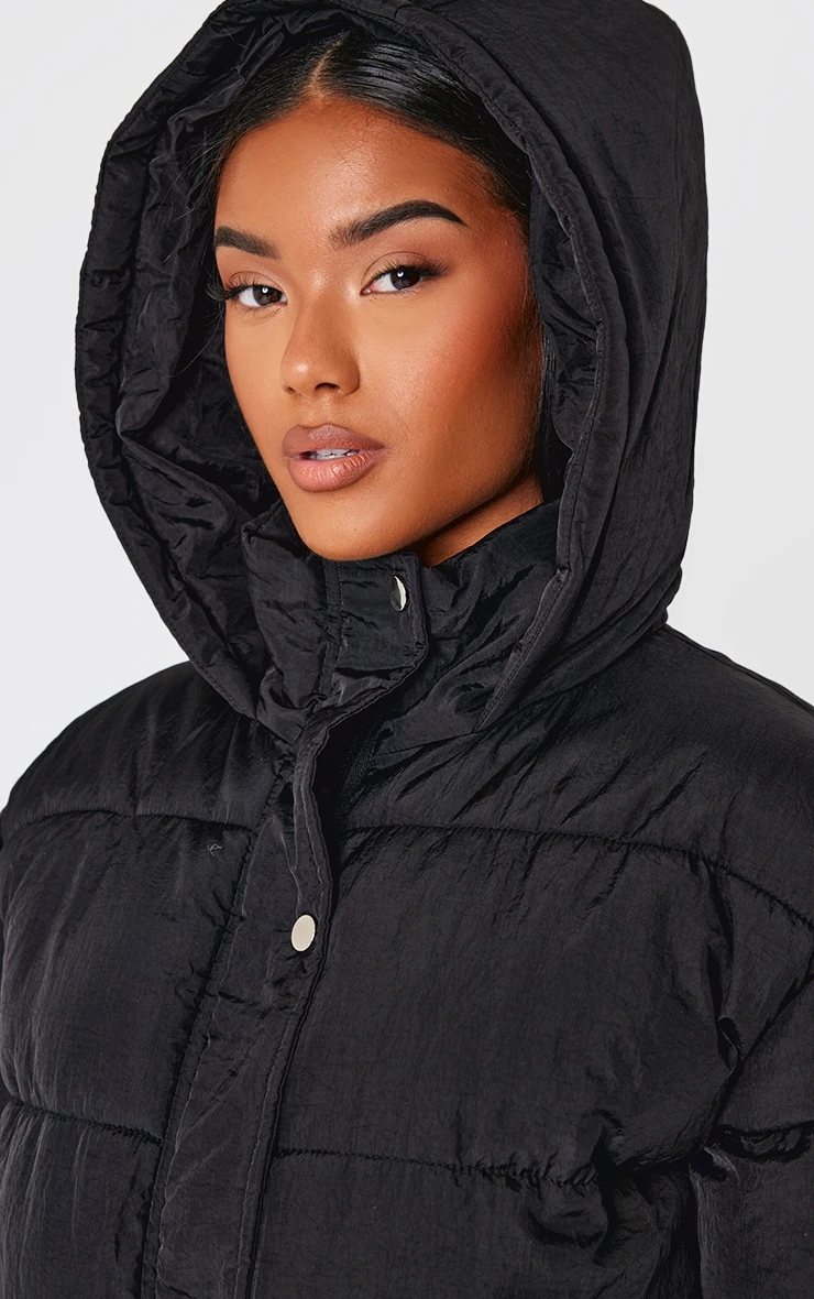 Black Hooded Puffer Jacket 4 Black Hooded Puffer Jacket - Image 4