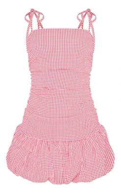 Prettylittlething Red Check Ruched Detail Strappy Puffball Dress -Pretty Little Thing Shop 2be3a05d377ce2d3ce188fb113ec4454a4678dd9 CNM1555 5 red check ruched detail strappy puffball dress