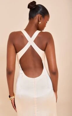 Prettylittlething Natural Satin Cross Back Midaxi Dress -Pretty Little Thing Shop 2c79f00a8341f7e2ad163f9a40898f00a0afaa51 CNM7582 4 natural satin cross back midaxi dress