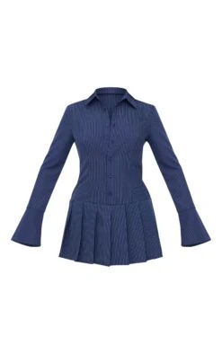 Prettylittlething Navy Stripe Shirt Pleated Skort Romper -Pretty Little Thing Shop 2cb4fafcea777552ea046959eeac7eb9bc584271 cnl0510 5