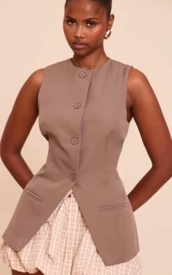 Prettylittlething Mushroom Button Up Sleeveless Vest