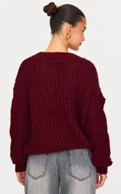 Prettylittlething Burgundy Marl Knit Distressed Detail Chunky Cable Sweater -Pretty Little Thing Shop 2ce22a4f9311a5caedeaf1e5b3ee5a481a02227f cnl5048 2