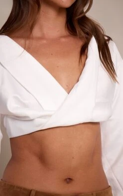 Prettylittlething White Satin Bardot Twist Front Crop Blouse 8 Prettylittlething White Satin Bardot Twist Front Crop Blouse -Pretty Little Thing Shop 2d72cecdd1f2cb5fdc1648d5bfea7d987352945c CLZ9595 4 white satin bardot twist front crop blouse