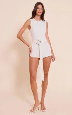 Cream Woven Crew Neck Belt Romper 7 Cream Woven Crew Neck Belt Romper -Pretty Little Thing Shop 2ddbd73db2d3020473d1b22f3a66795dee943fff CNO0479 3 cream woven crew neck belt playsuit