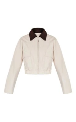 Prettylittlething Beige Contrast Collar Twill Jacket -Pretty Little Thing Shop 2e18d1bd689a5c41fe49e281c5c000834bc2eb7e cnl4644 5