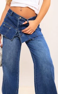Prettylittlething Indigo Layered Exposed Pocket Wide Leg Jeans -Pretty Little Thing Shop 2e772aa9bcc0cbf4389345f2bbb00dcdc569fcfe cng8196 4