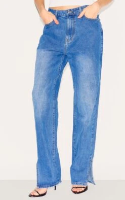 Prettylittlething Mid Blue Wash L30 Denim Split Hem Jeans -Pretty Little Thing Shop 2e7fa1039c77c89b6d209b1c0823988d02729b1a CMU3593 2 mid blue wash l30 denim split hem jeans