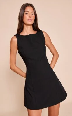 Black Boat Neck Dress