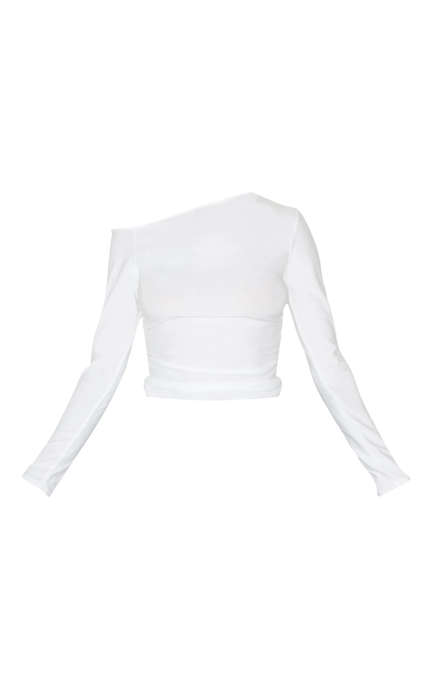 Prettylittlething White Soft Touch Jersey Ruche Side Long Top - Image 5