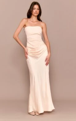 Prettylittlething Natural Bandeau Satin Drape Detail Midaxi Dress -Pretty Little Thing Shop 2f8130e3d043d24e469e536d9f4fea0d1a35579a CNM1573 3 natural bandeau satin drape detail midaxi dress