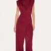Prettylittlething Dark Plum Woven Cap Sleeve Flare Jumpsuit