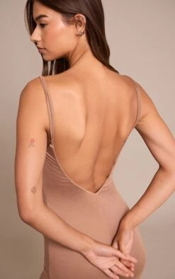 Mocha Spaghetti Strap Contour Jersey Jumpsuit -Pretty Little Thing Shop 2f9ab3ff8784f0256c60e69176ef58fa818b161a CNO0482 4 mocha spaghetti strap contour jersey jumpsuit