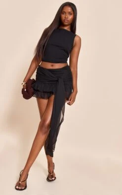 Prettylittlething Black Chiffon Lined Tie Front Mini Skirt 9 Prettylittlething Black Chiffon Lined Tie Front Mini Skirt -Pretty Little Thing Shop 3025d68f7f86ea8d2ad3976e37d9e3a2adaad6ac CNO3013 4 black chiffon lined tie front mini skirt