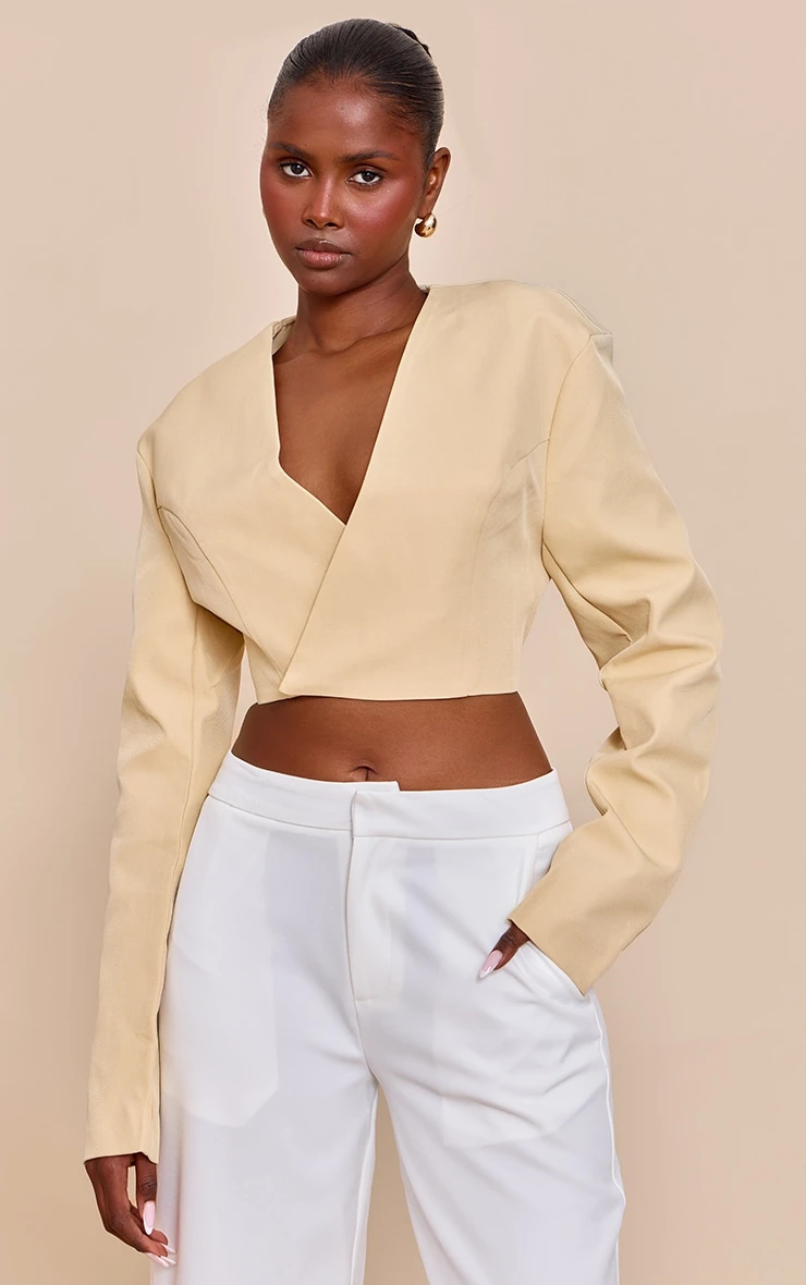 Prettylittlething Butter Yellow Wrap Waist Tie Blazer 1 Prettylittlething Butter Yellow Wrap Waist Tie Blazer