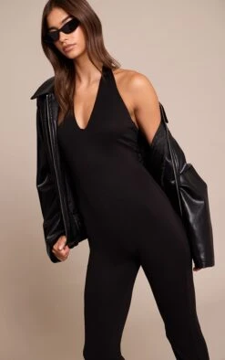 Prettylittlething Black Soft Touch V Neck Flared Jumpsuit -Pretty Little Thing Shop 305a2e2def61a46658613415e4ea60c0bb2d4f23 CNO3073 4 black soft touch v neck flared jumpsuit