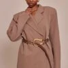 Chocolate Woven Belt Blazer Dress -Pretty Little Thing Shop 30db74d1681473e79373c8e8fc1512ebd4f6ac19 CNO0422 1 chocolate woven belt blazer dress