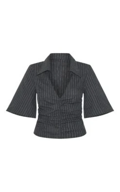 Prettylittlething Charcoal Pinstripe Fitted Boxy Sleeve Shirt -Pretty Little Thing Shop 310ef4a9839df3b736f942dfb0c19f4732121f87 CNL7579 5 charcoal pinstripe fitted boxy sleeve shirt